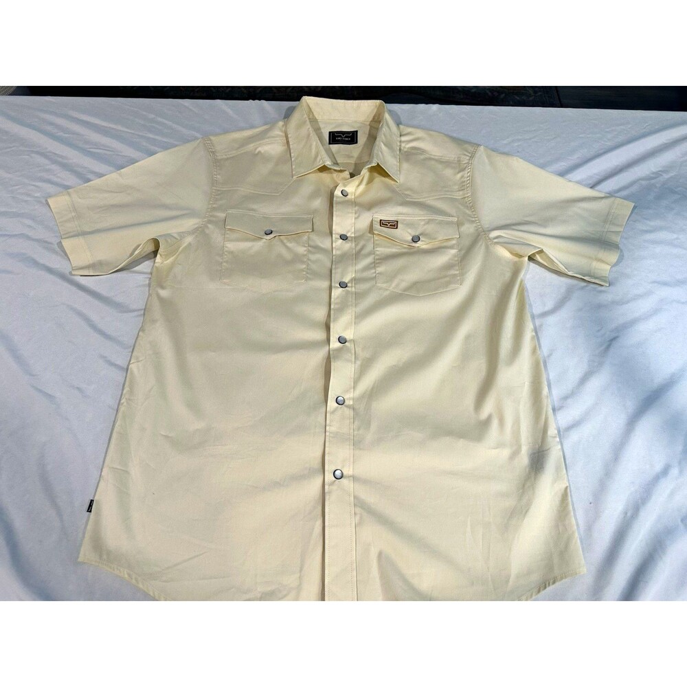 Kimes Ranch Short Sleeve Button-Down Shirt in Pale Yellow